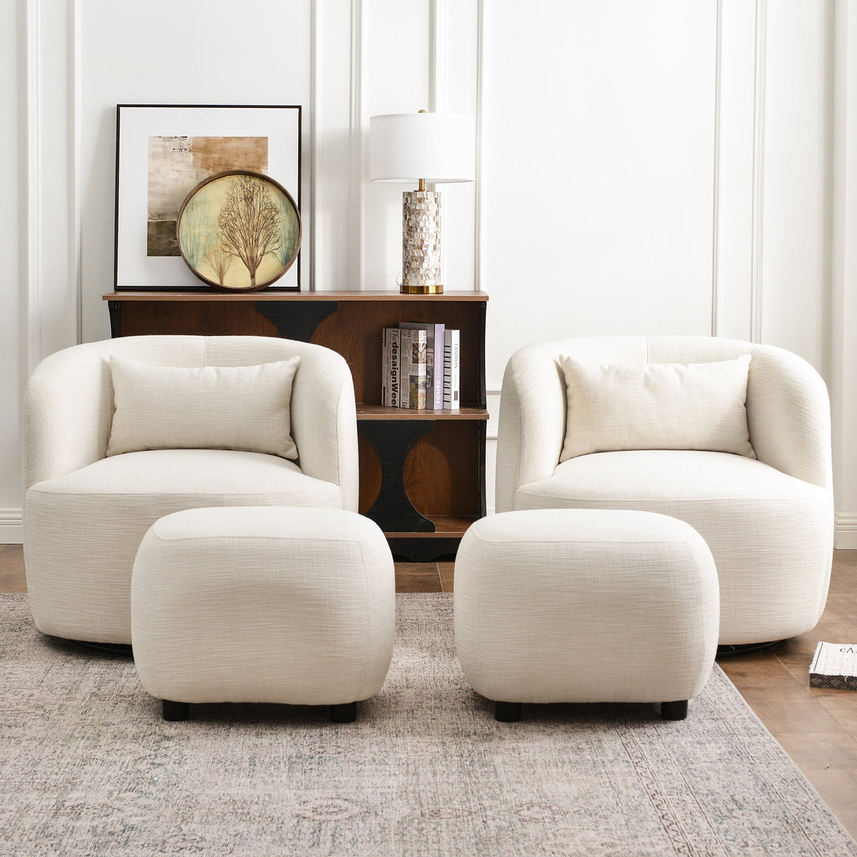 Ashlie Linen Swivel Barrel Chair