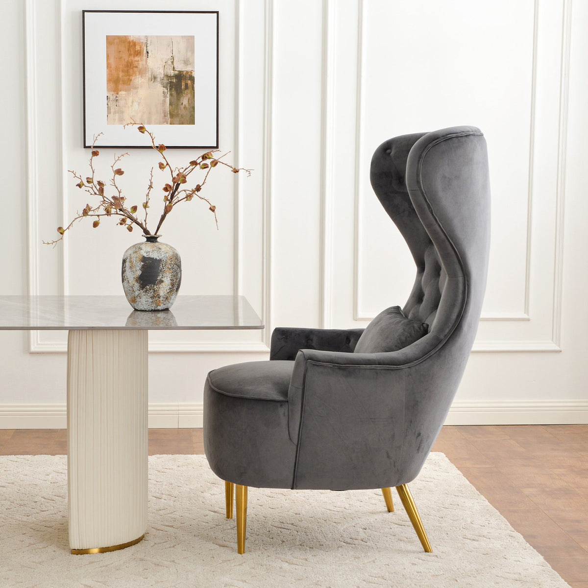 Letitia Velvet Wingback Accent Chair