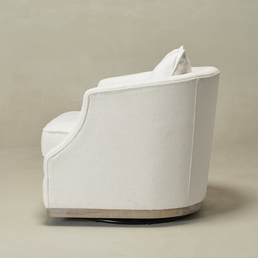 Minerva Linen Swivel Barrel Chair