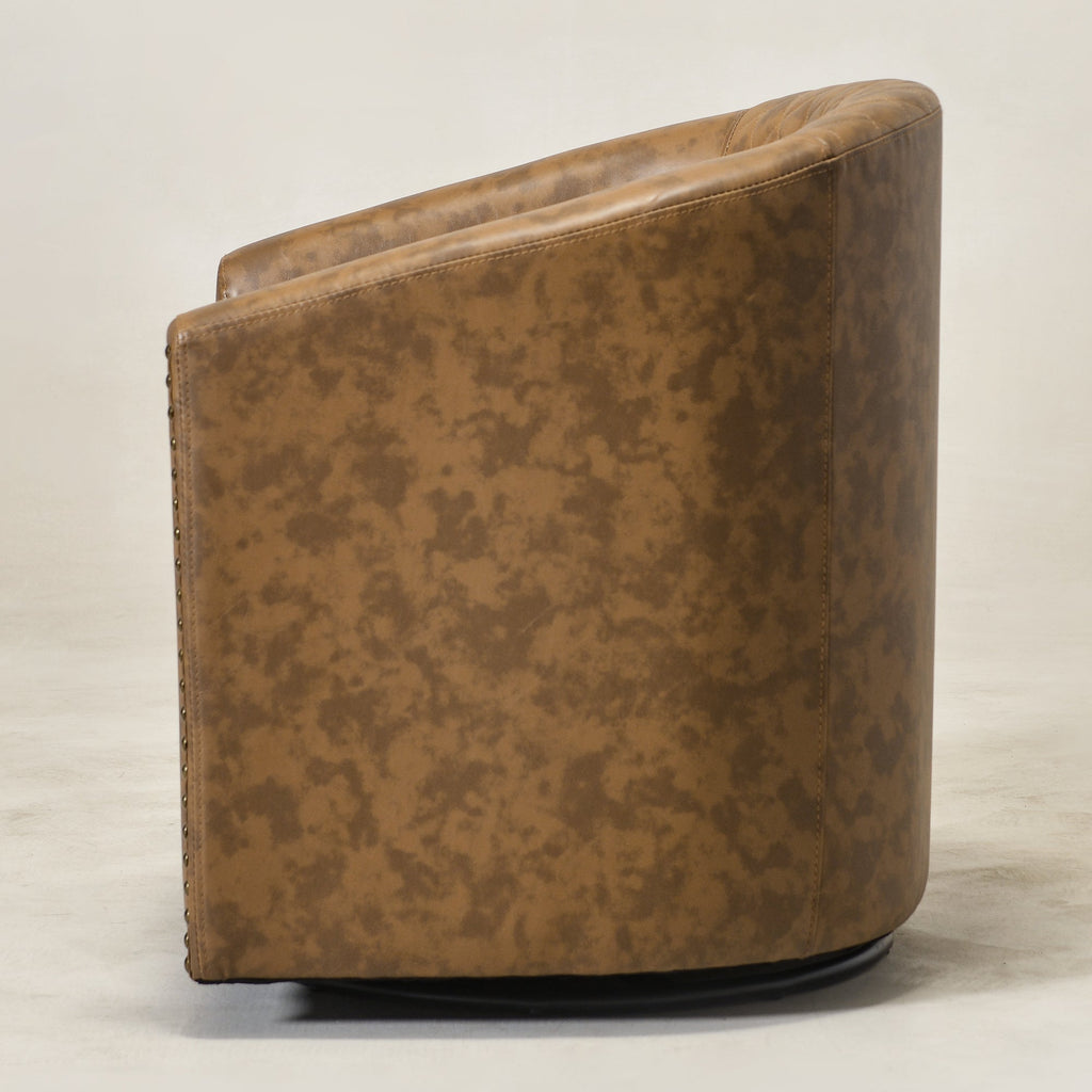 Logan Faux Leather Tufted Swivel Club Chair