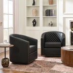 Logan Faux Leather Tufted Swivel Club Chair