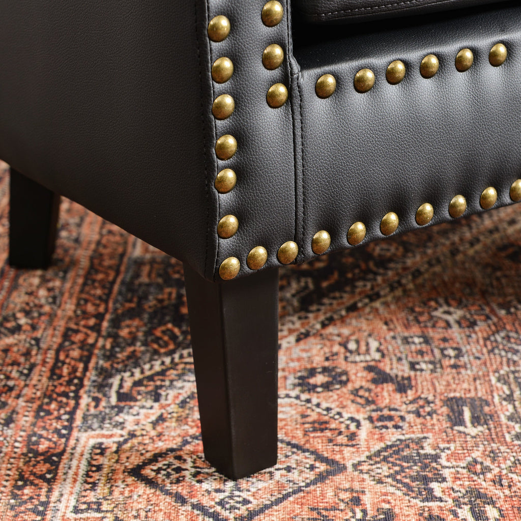 Louis Faux Leather Tufted Club Chair