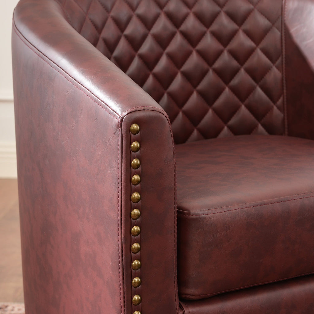 Logan Faux Leather Tufted Swivel Club Chair