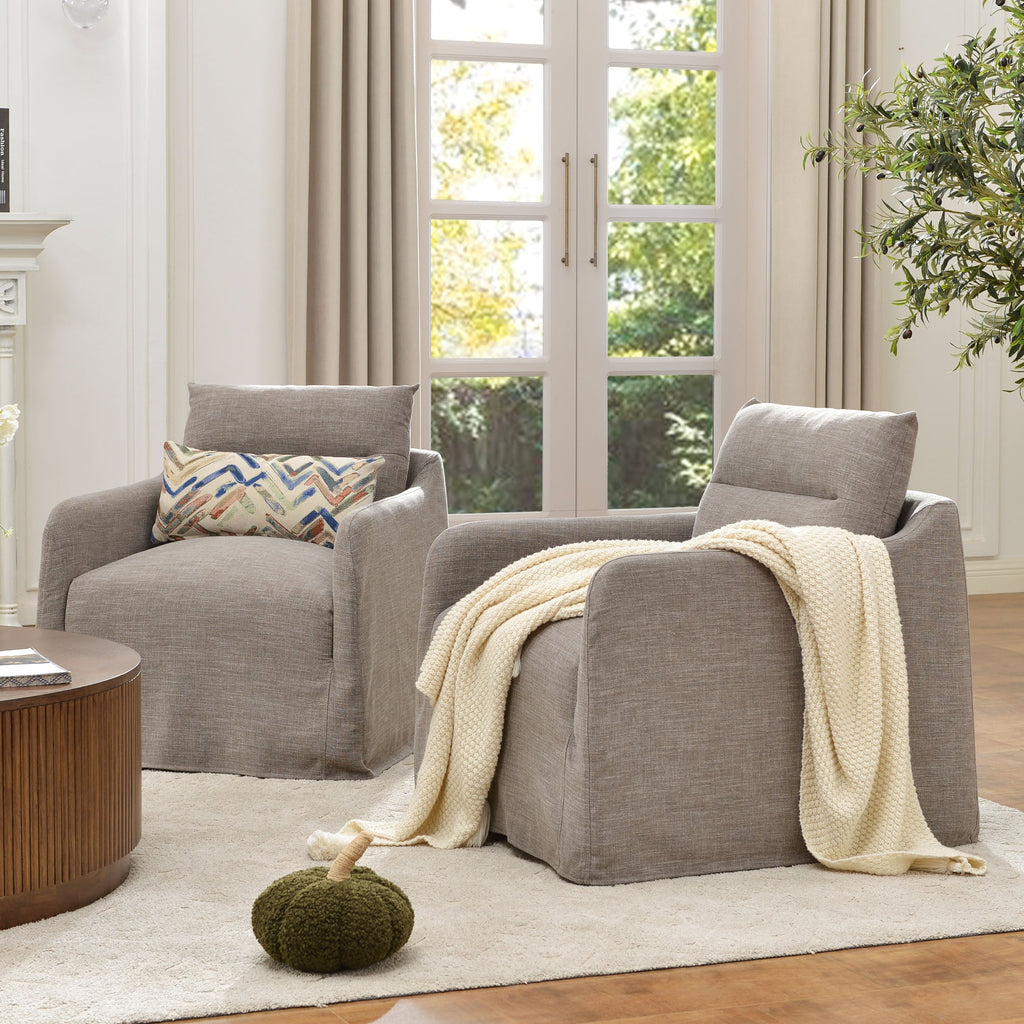 Clara Linen Slipcover Swivel Chair