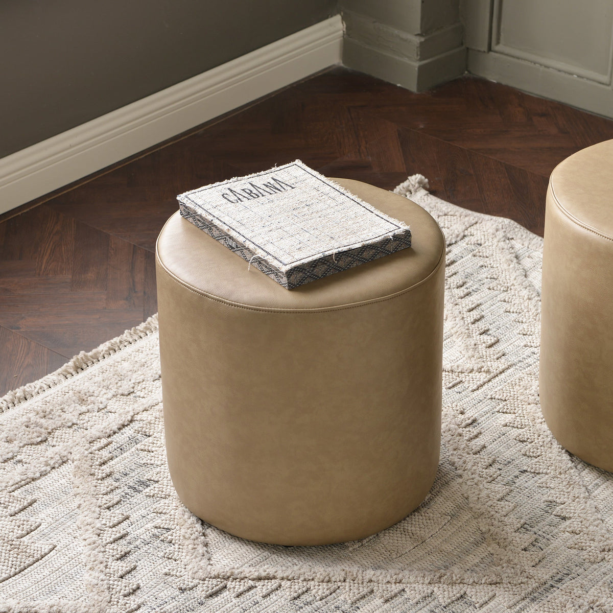 Elof Faux Leather Ottoman