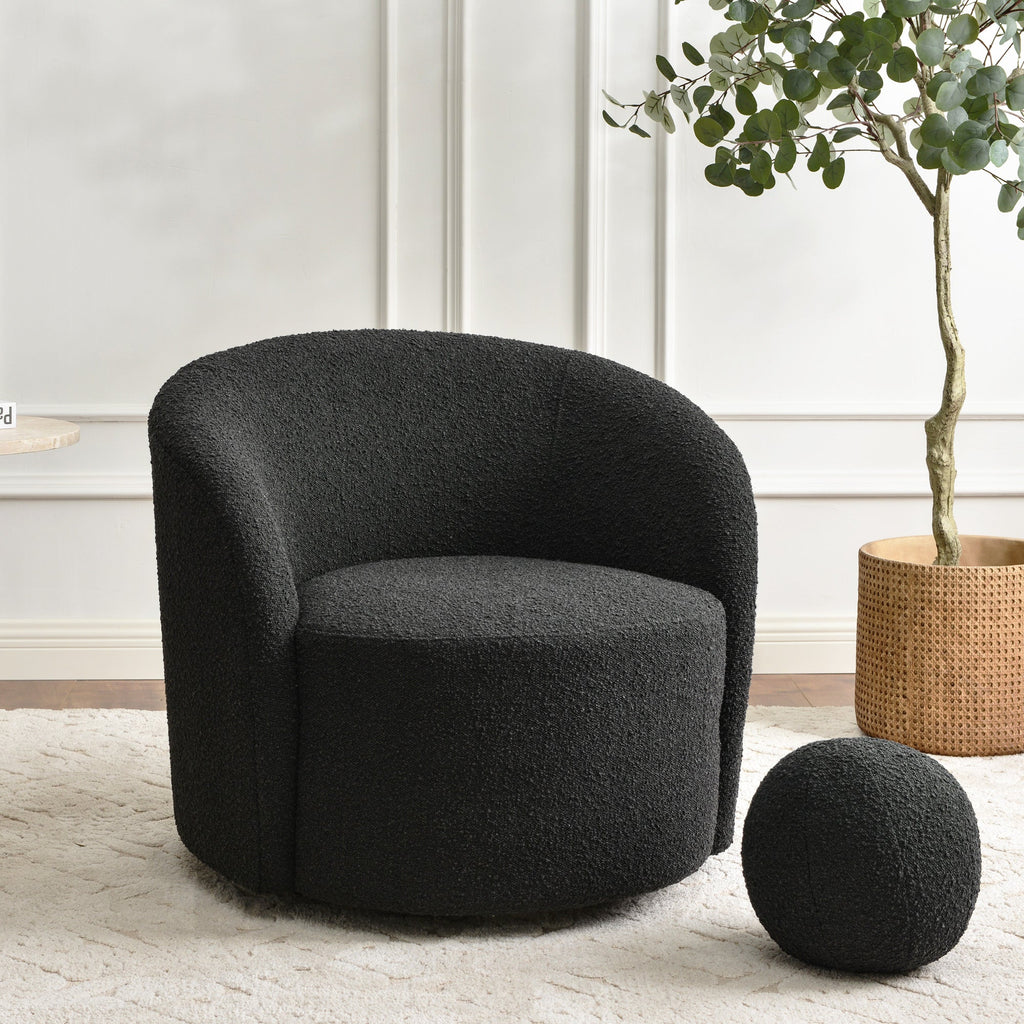 Everitte Bouclé Swivel Barrel Chair