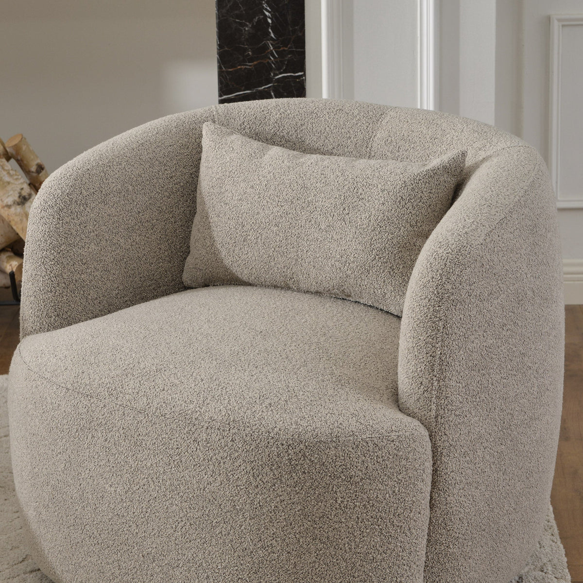 Ashlie Bouclé Swivel Barrel Chair