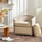 Claude Linen Swivel Cane Chair