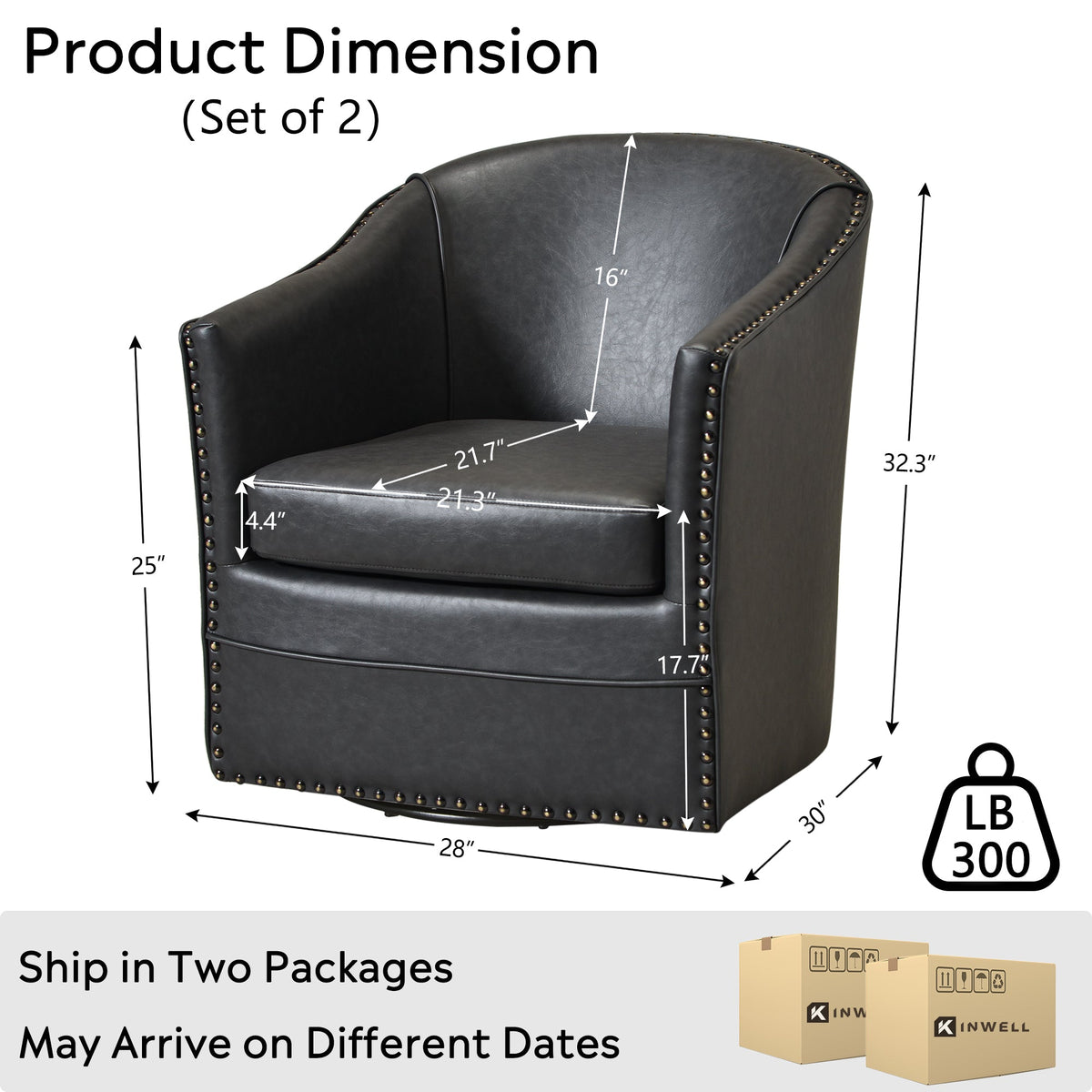 Lawton Faux Leather Tufted Swivel Barrel Chair
