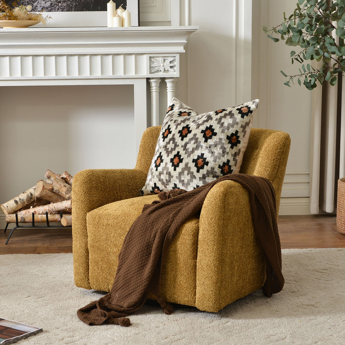 Vestie Chenille Swivel Barrel Chair