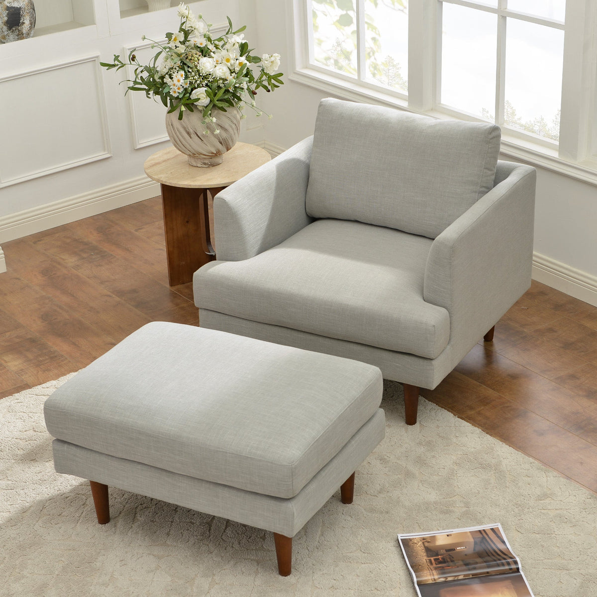 Samuel Tapered Arm Chair with ottoman