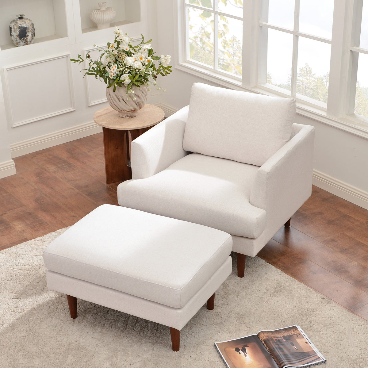 Samuel Tapered Arm Chair with ottoman