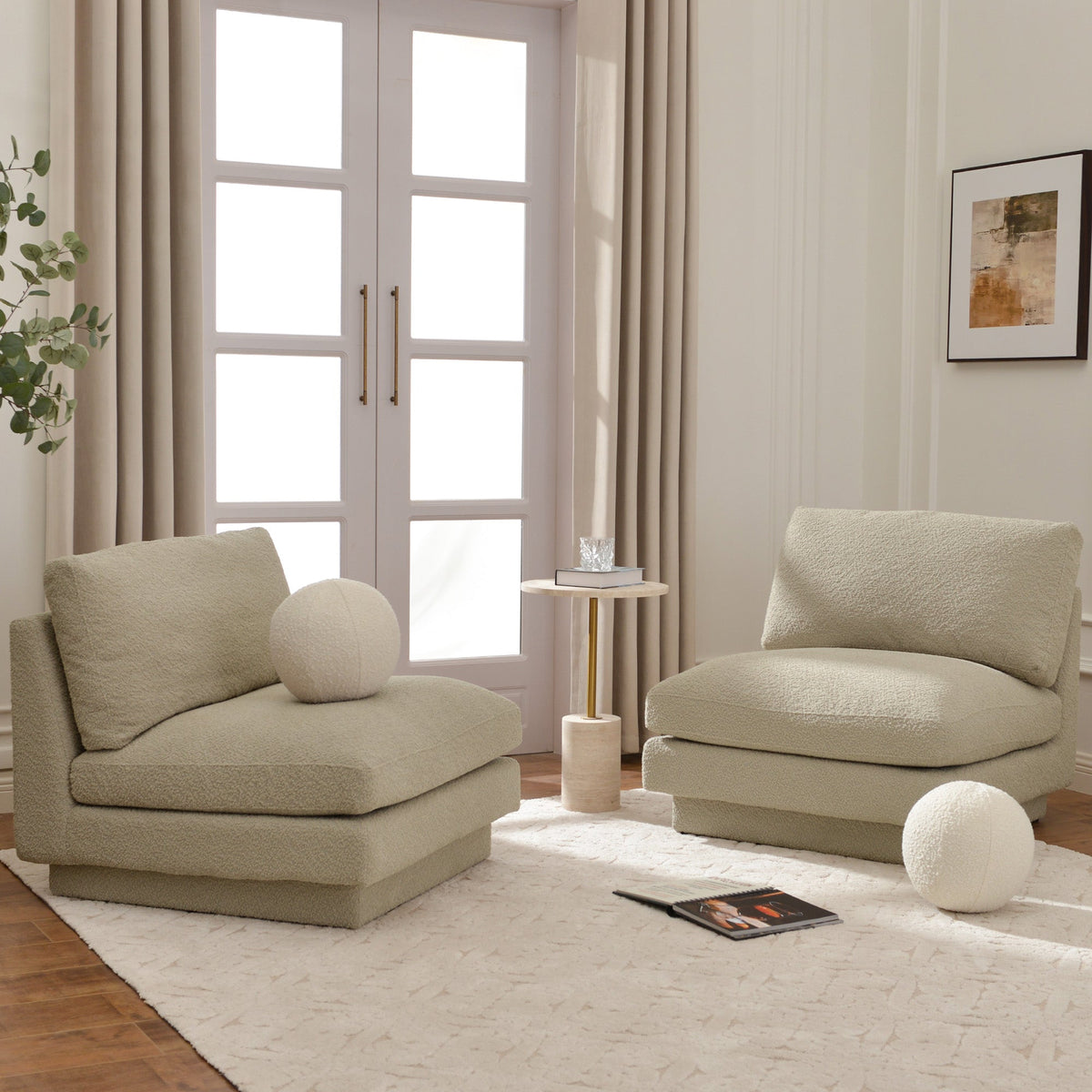 Montyne Bouclé Armless Chair