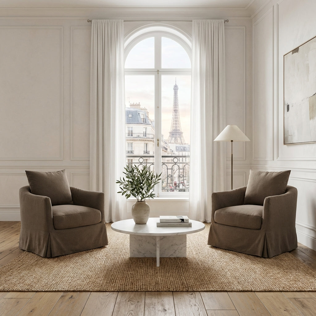 Eliza Slipcover Swivel Barrel Chair