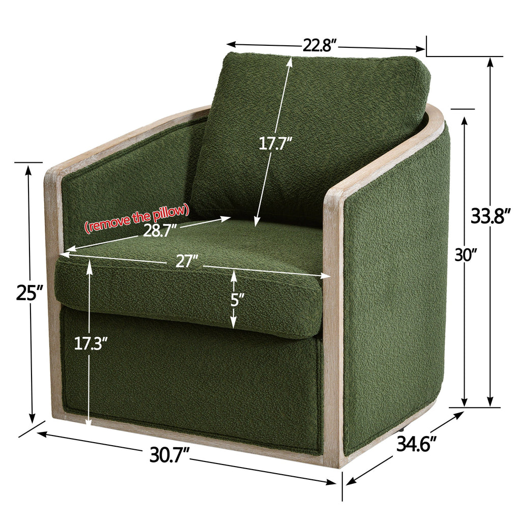 Claude Bouclé Swivel Barrel Chair