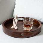 Teratect Round Black Walnut Serving Tray