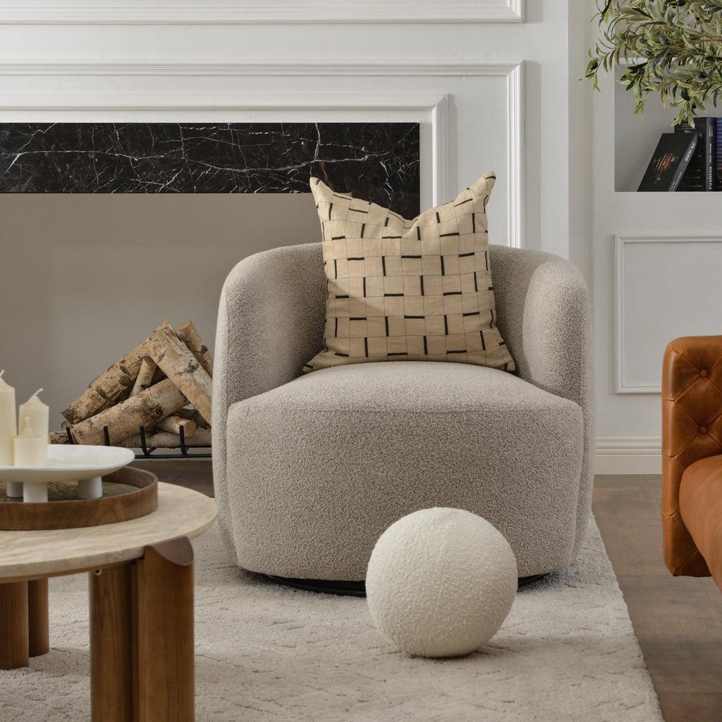 Ashlie Bouclé Swivel Barrel Chair