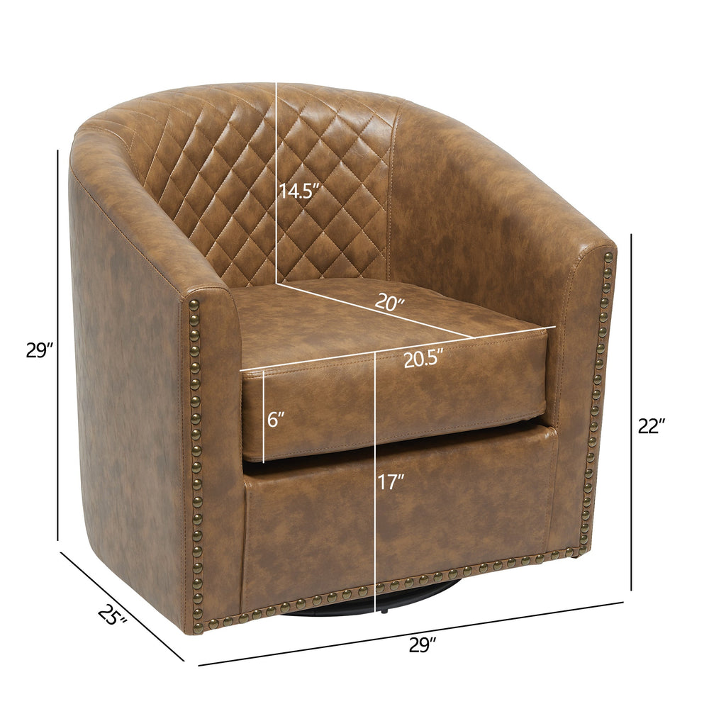 Logan Faux Leather Tufted Swivel Club Chair