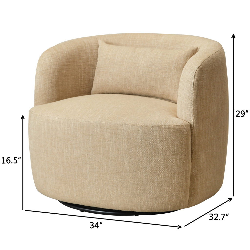 Ashlie Linen Swivel Barrel Chair