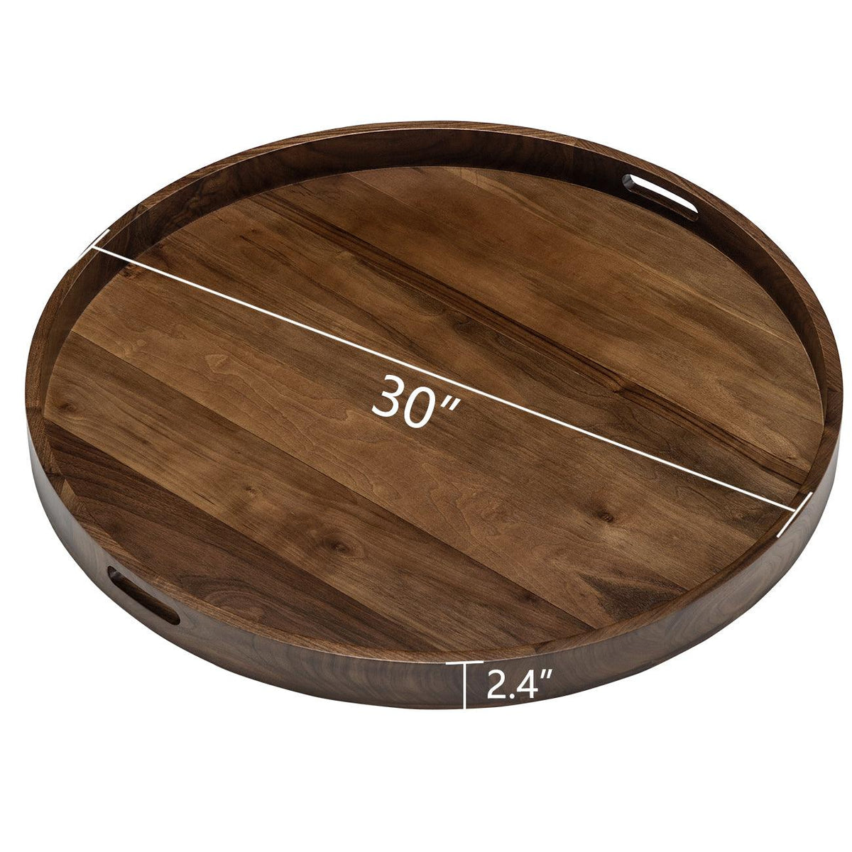 Teratect Round Black Walnut Serving Tray