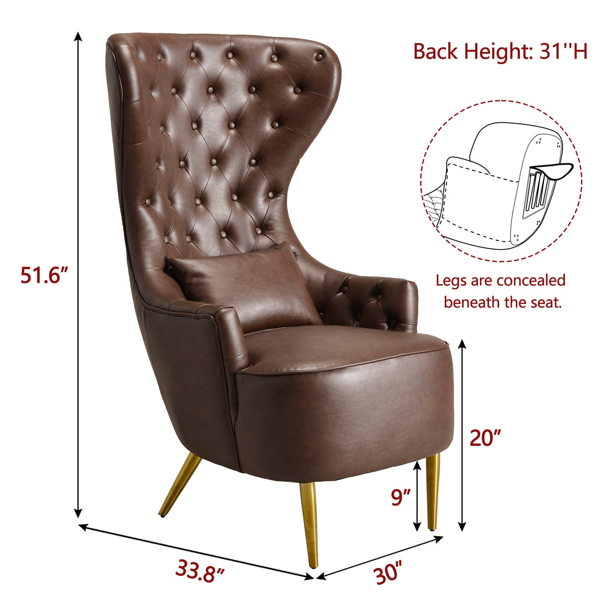 Letitia Faux Leather Wingback Chair