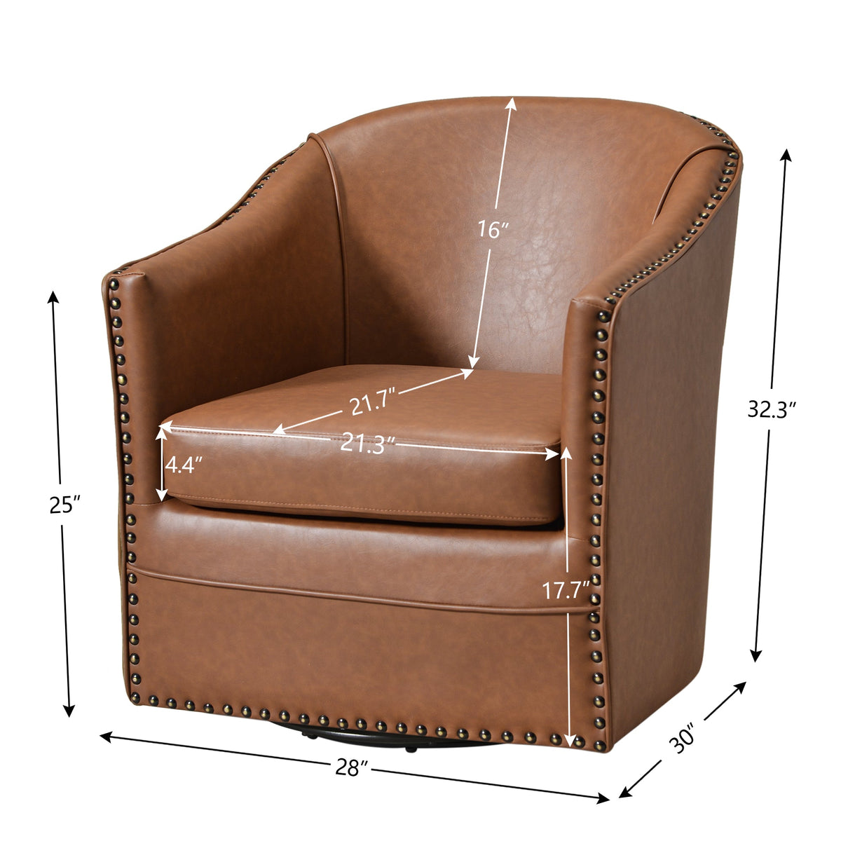 Lawton Faux Leather Tufted Swivel Barrel Chair