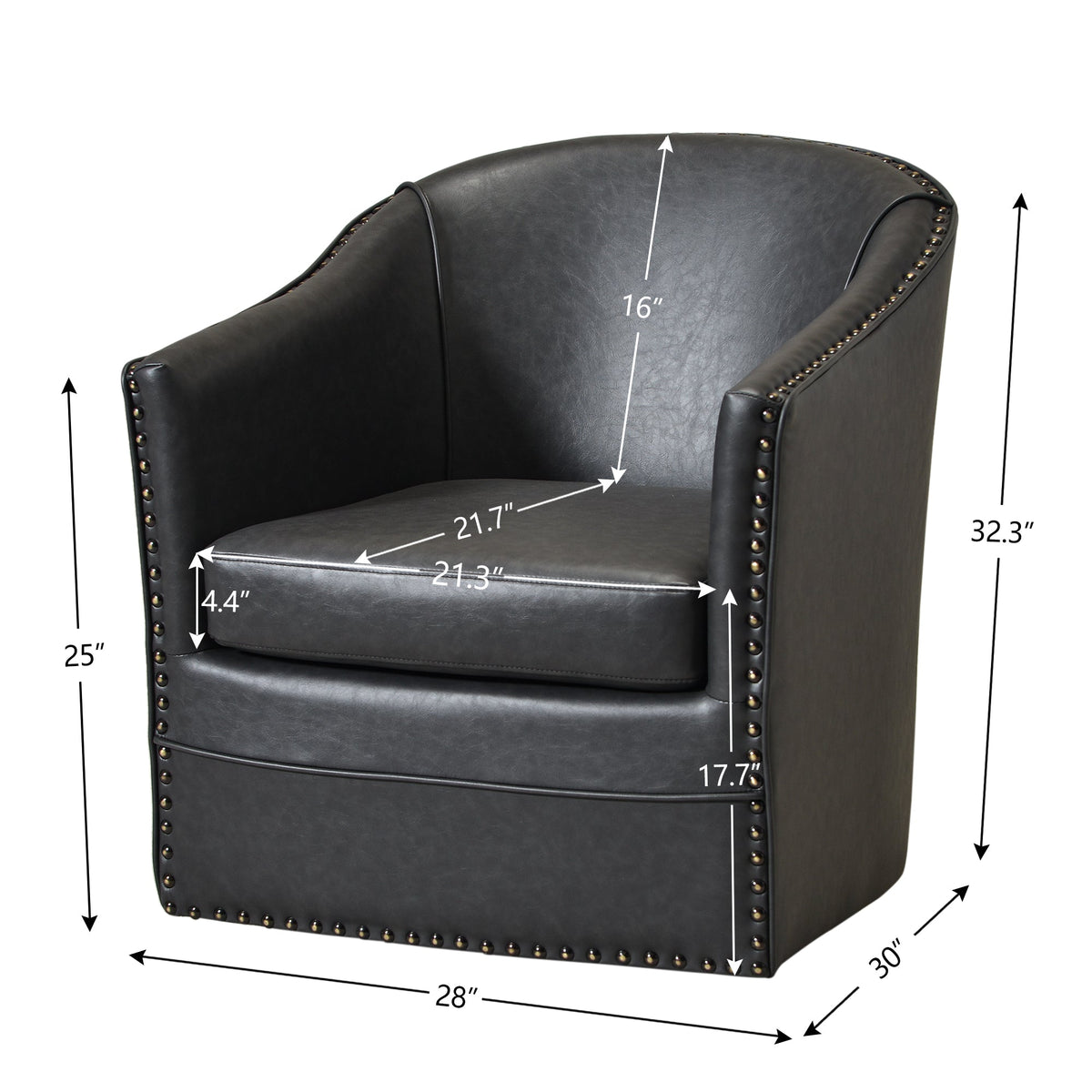 Lawton Faux Leather Tufted Swivel Barrel Chair