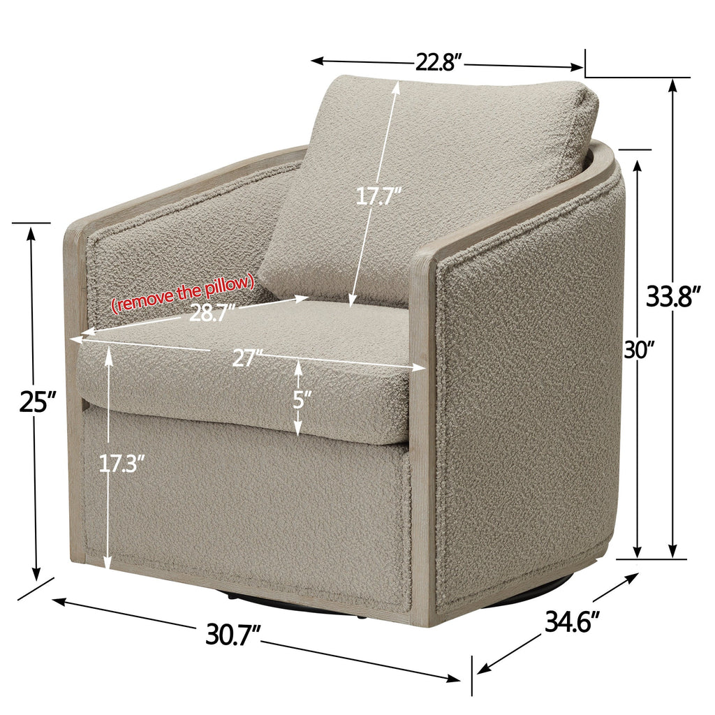 Claude Bouclé Swivel Barrel Chair