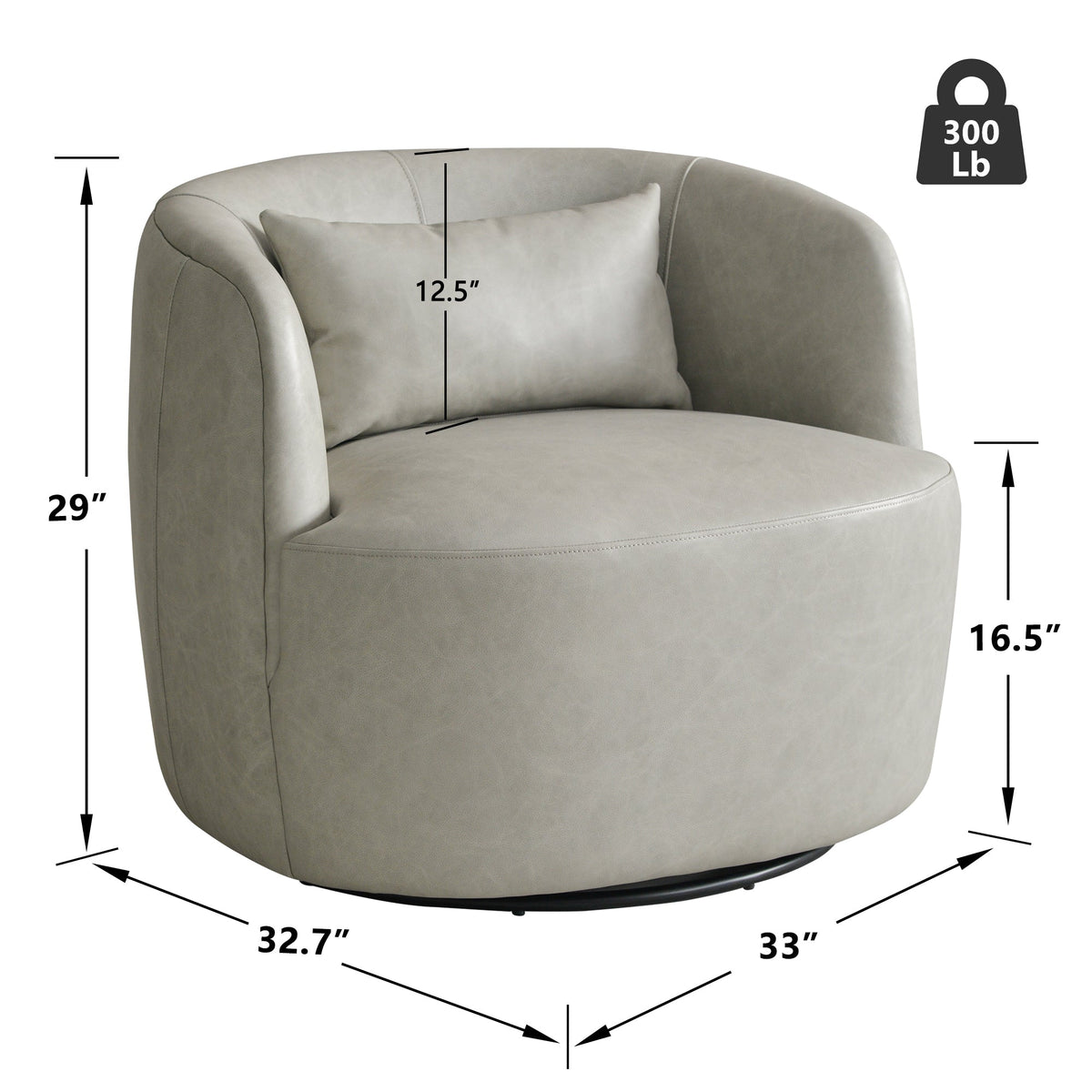 Ashlie Leather Swivel Barrel Chair