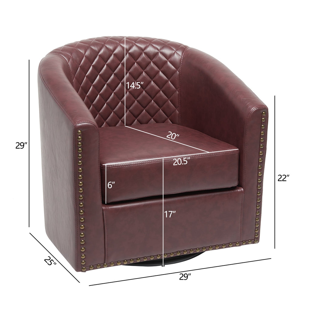 Logan Faux Leather Tufted Swivel Club Chair
