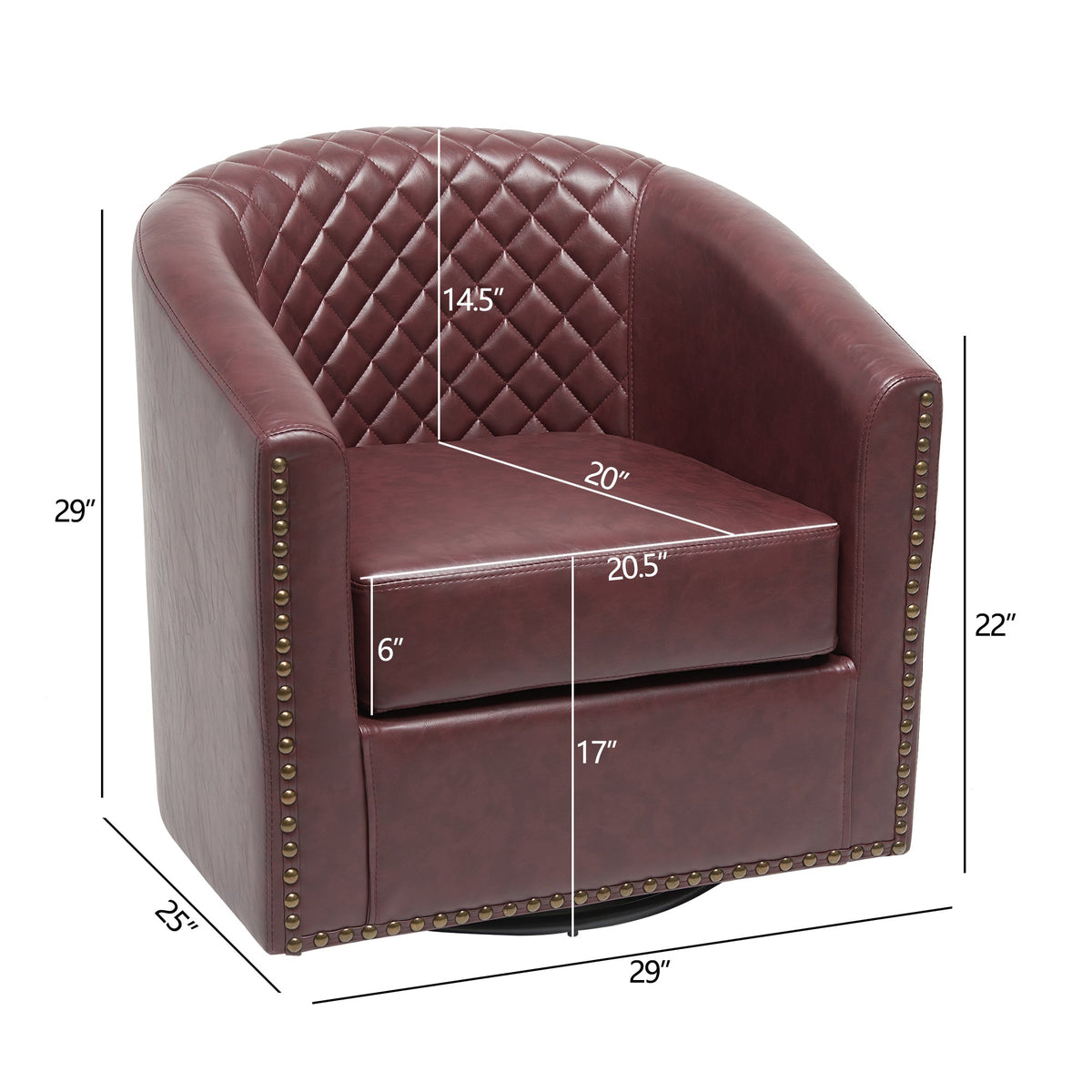 Logan Faux Leather Tufted Swivel Club Chair
