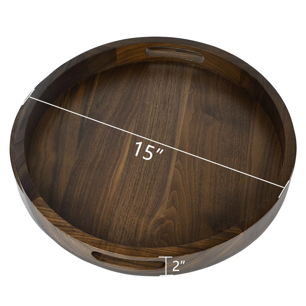 Teratect Round Black Walnut Serving Tray
