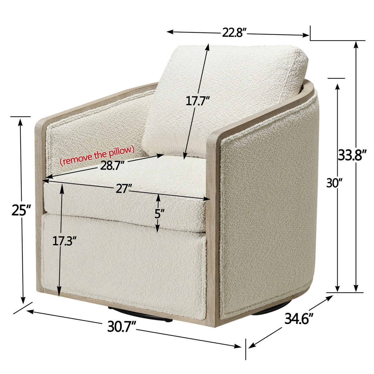 Claude Bouclé Swivel Barrel Chair
