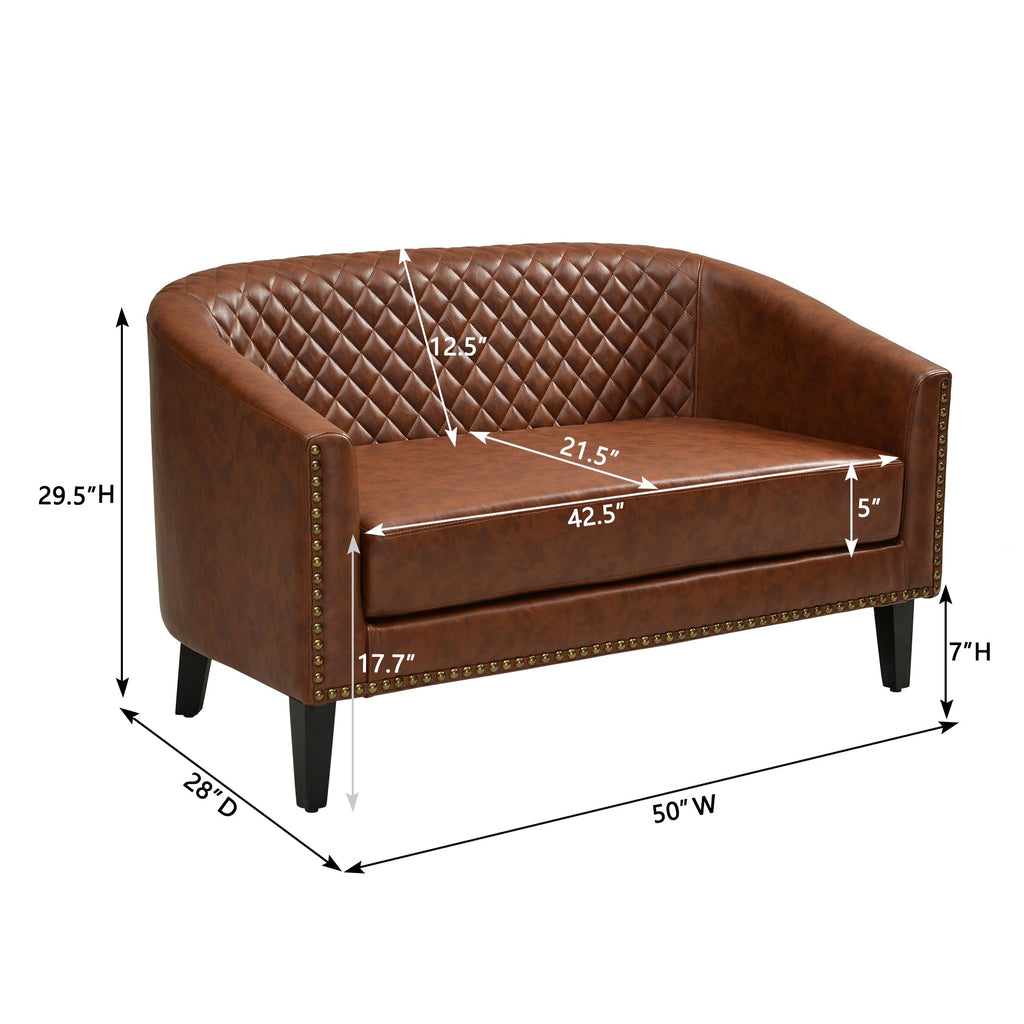 Logan Faux Leather Tufted Loveseat