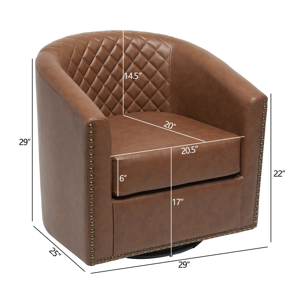 Logan Faux Leather Tufted Swivel Club Chair