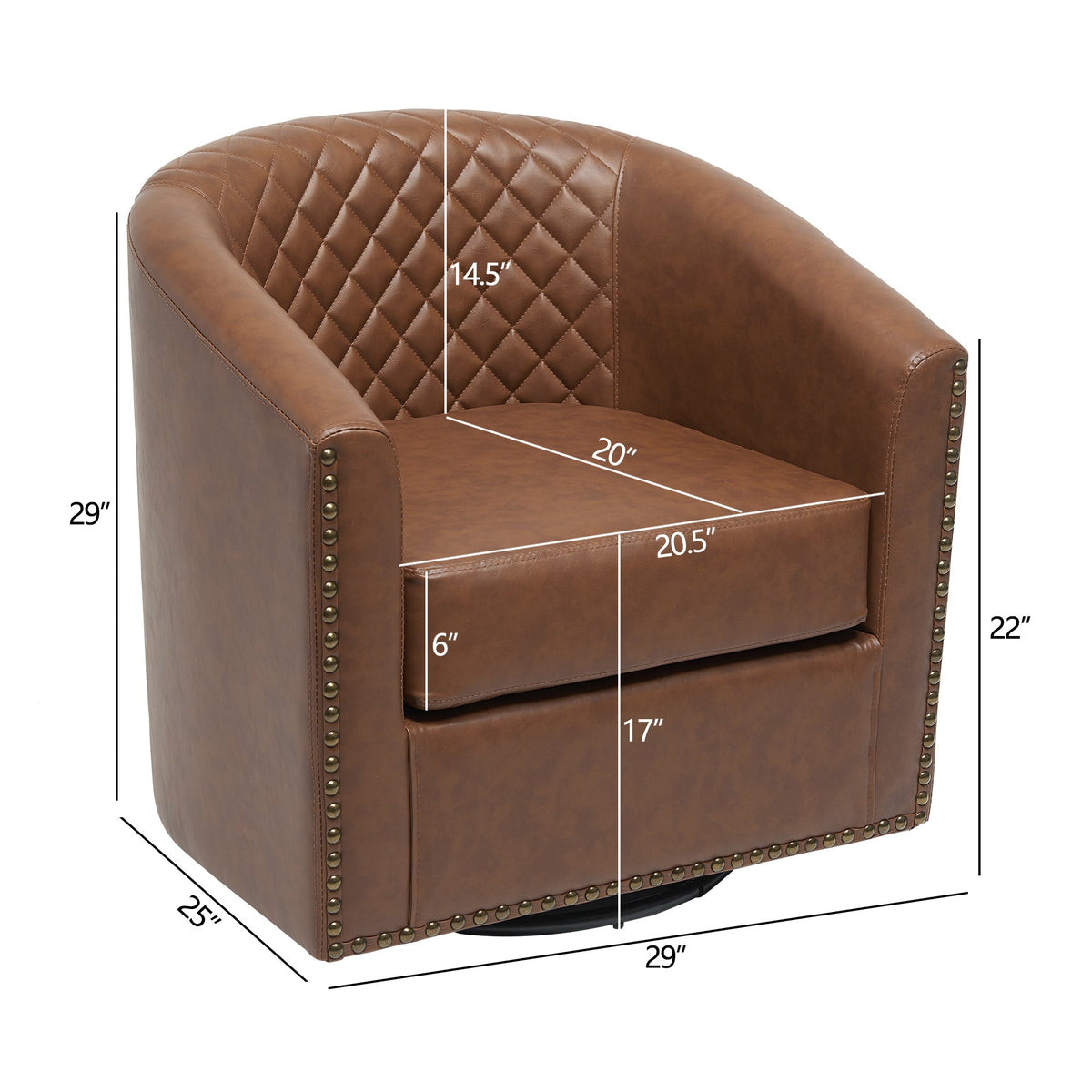 Logan Faux Leather Tufted Swivel Club Chair