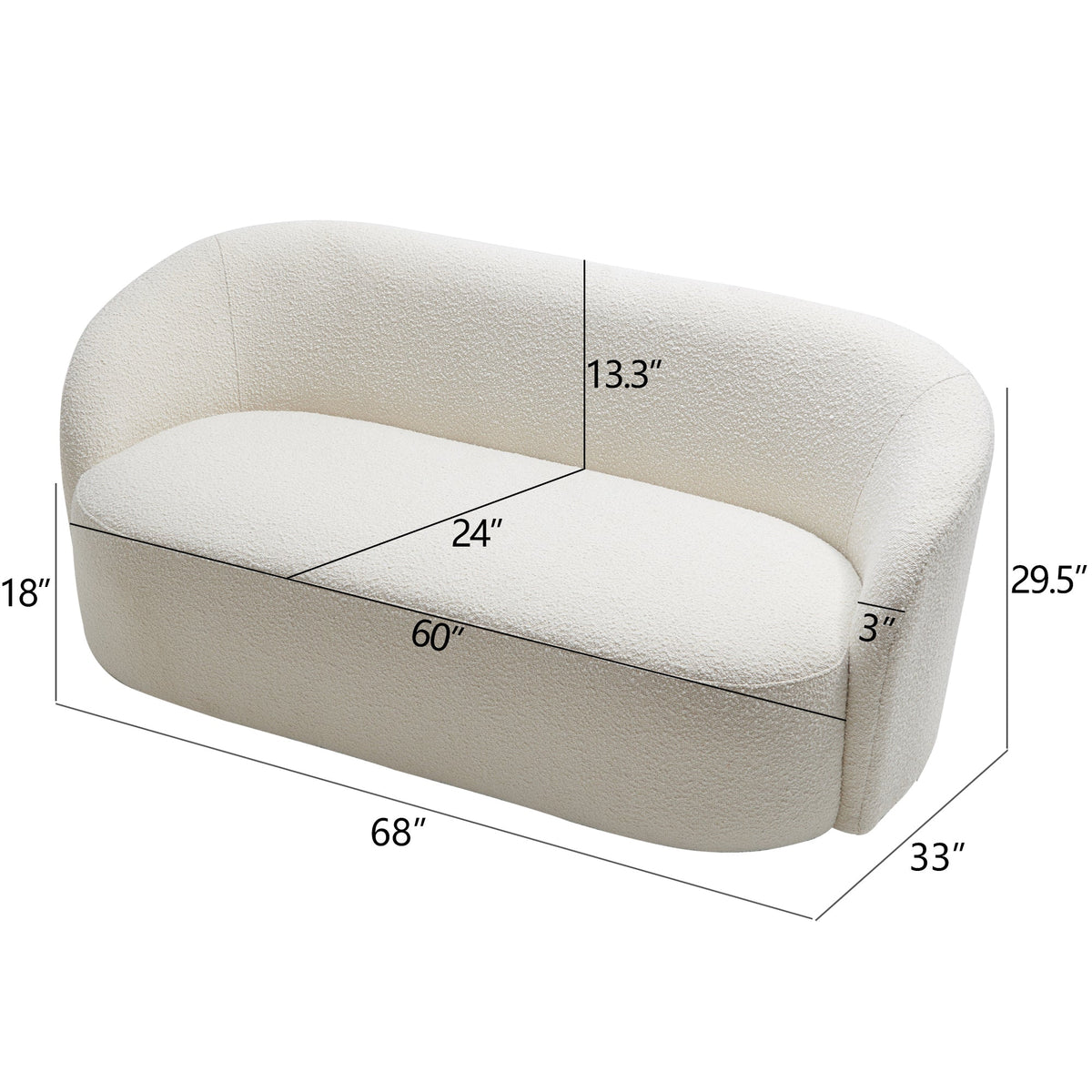 Everitte Bouclé Loveseat Sofa