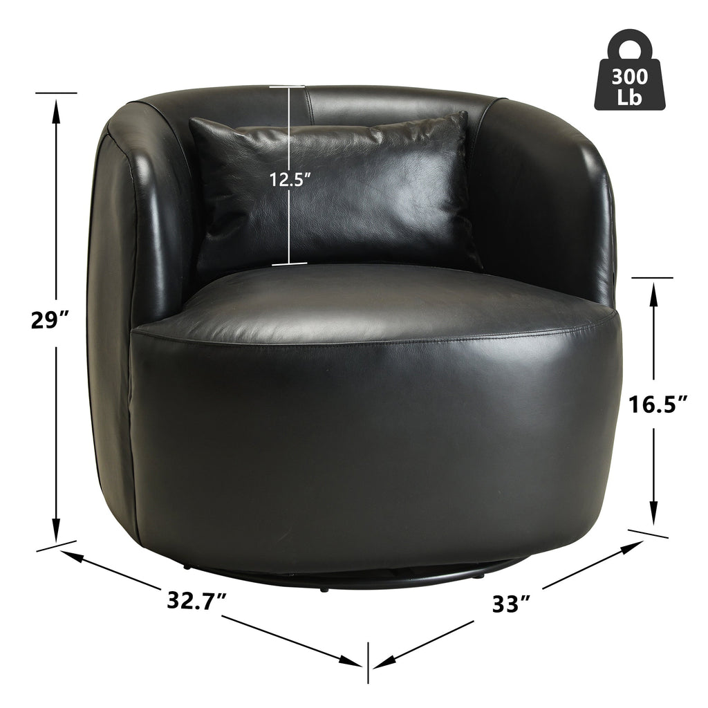 Ashlie Leather Swivel Barrel Chair