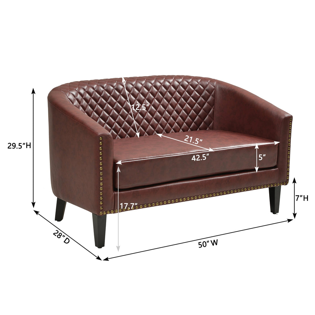 Logan Faux Leather Tufted Loveseat