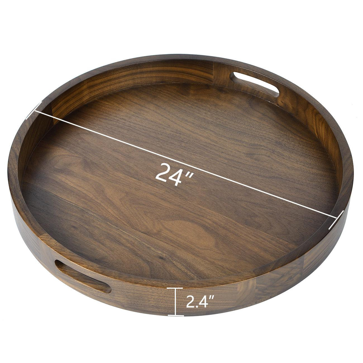 Teratect Round Black Walnut Serving Tray