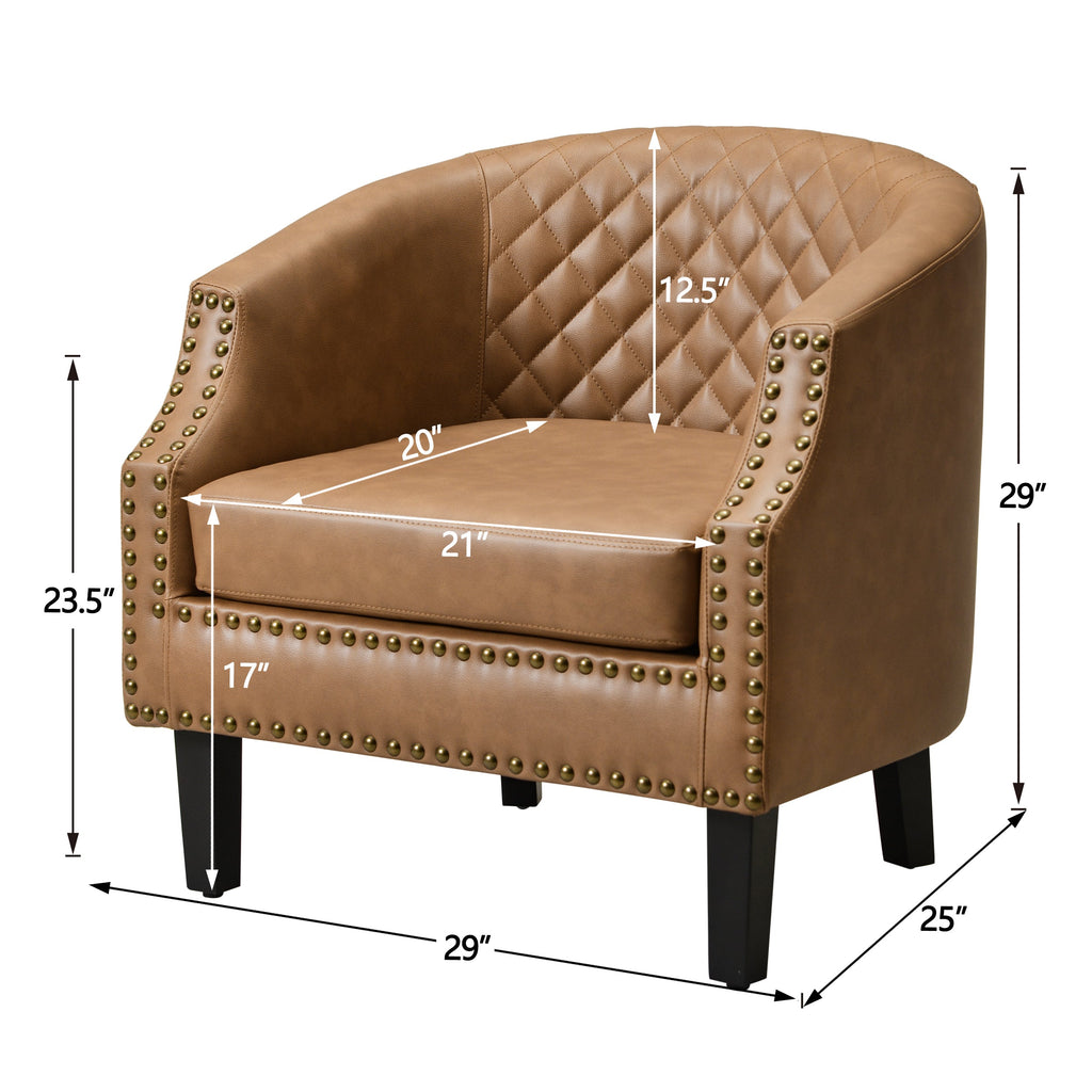 Louis Faux Leather Tufted Club Chair