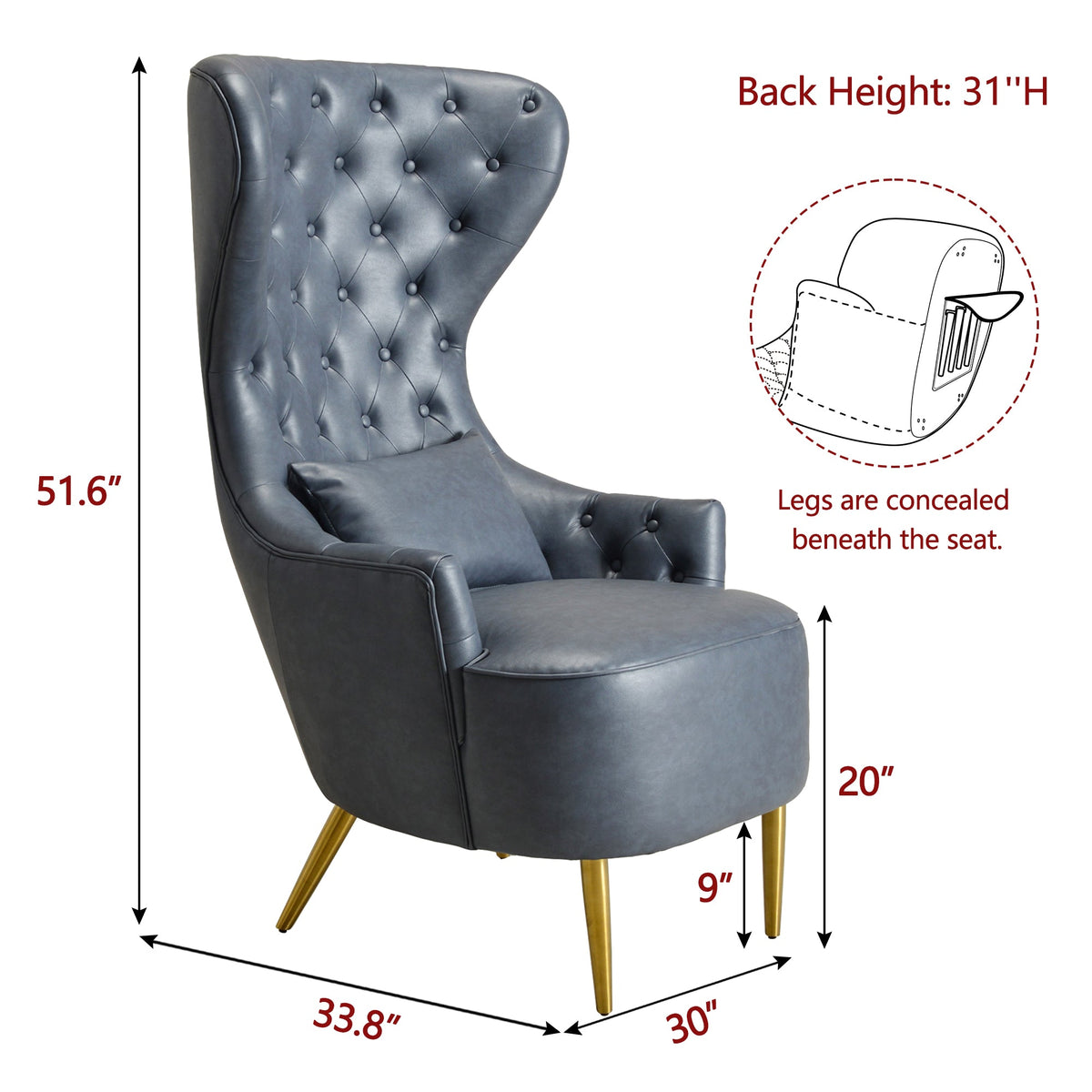 Letitia Faux Leather Wingback Chair