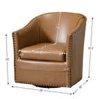 Lawton Faux Leather Tufted Swivel Barrel Chair