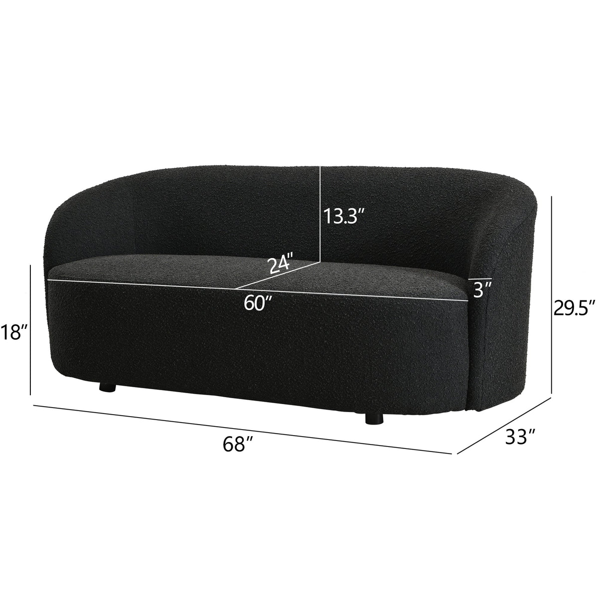 Everitte Bouclé Loveseat Sofa
