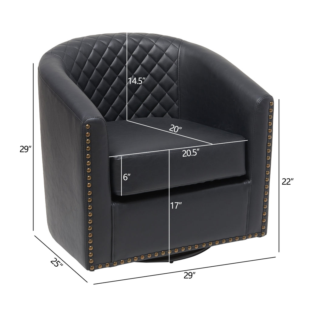 Logan Faux Leather Tufted Swivel Club Chair