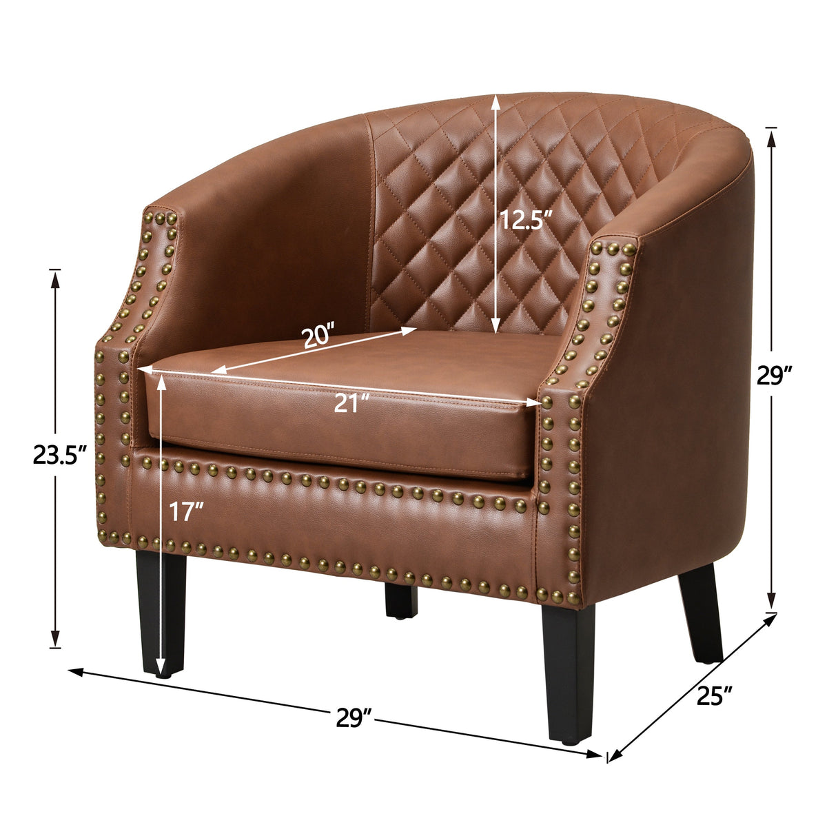 Louis Faux Leather Tufted Club Chair