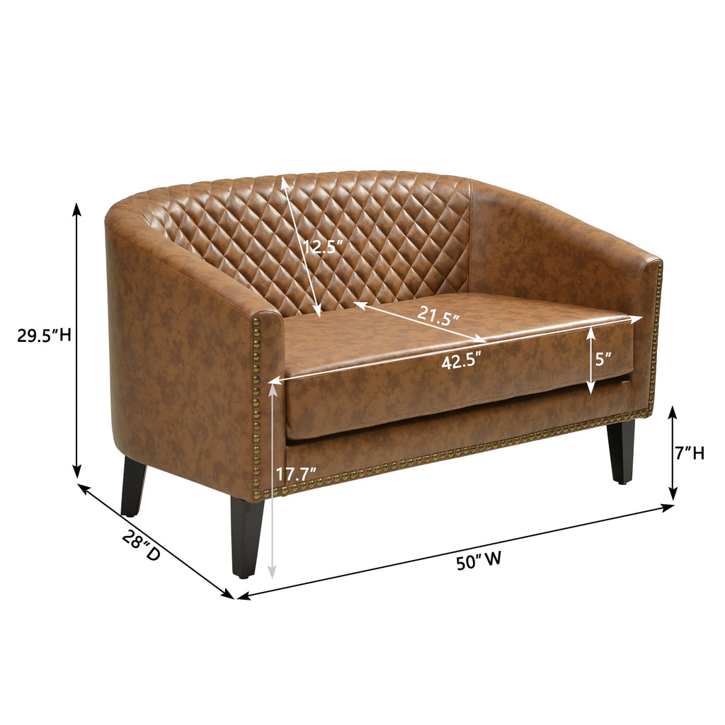 Logan Faux Leather Tufted Loveseat