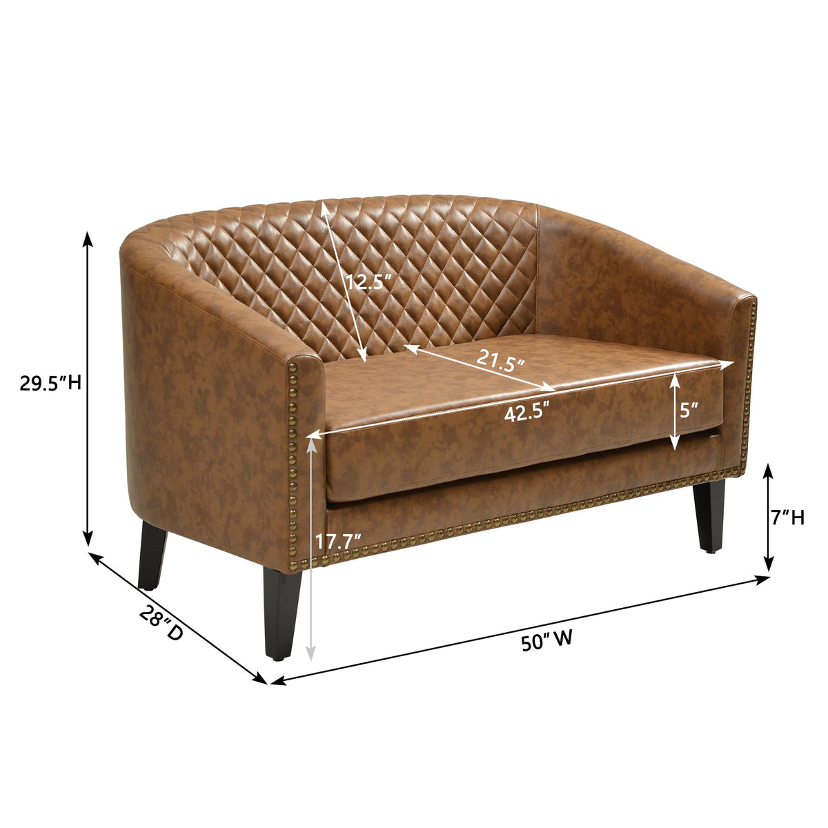 Logan Faux Leather Tufted Loveseat