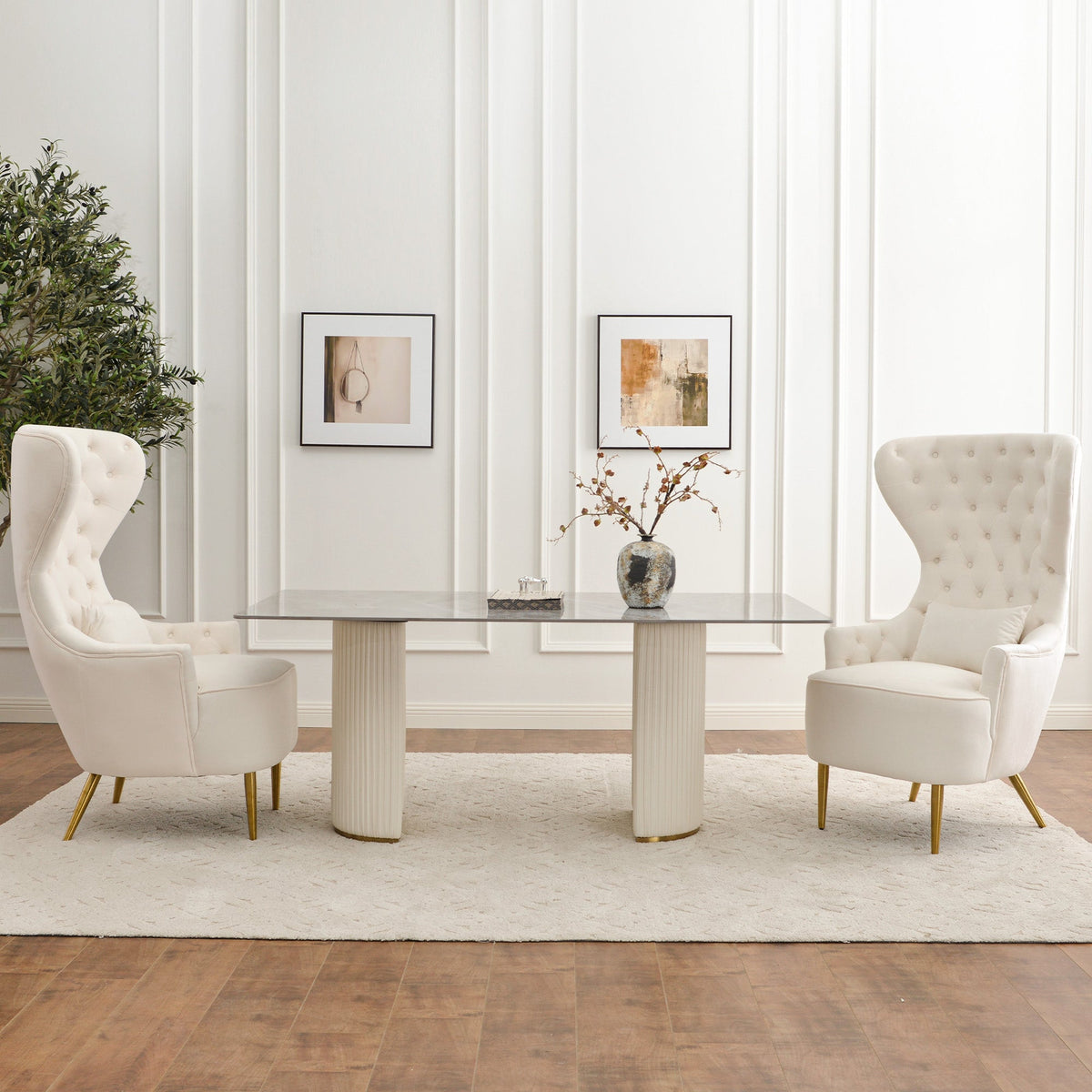 Letitia Velvet Wingback Accent Chair
