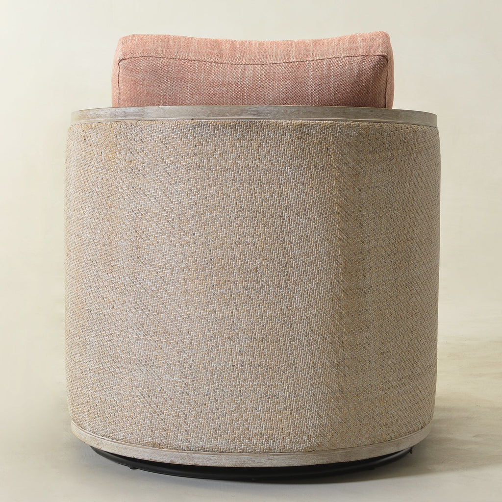 Claude Linen Swivel Cane Chair